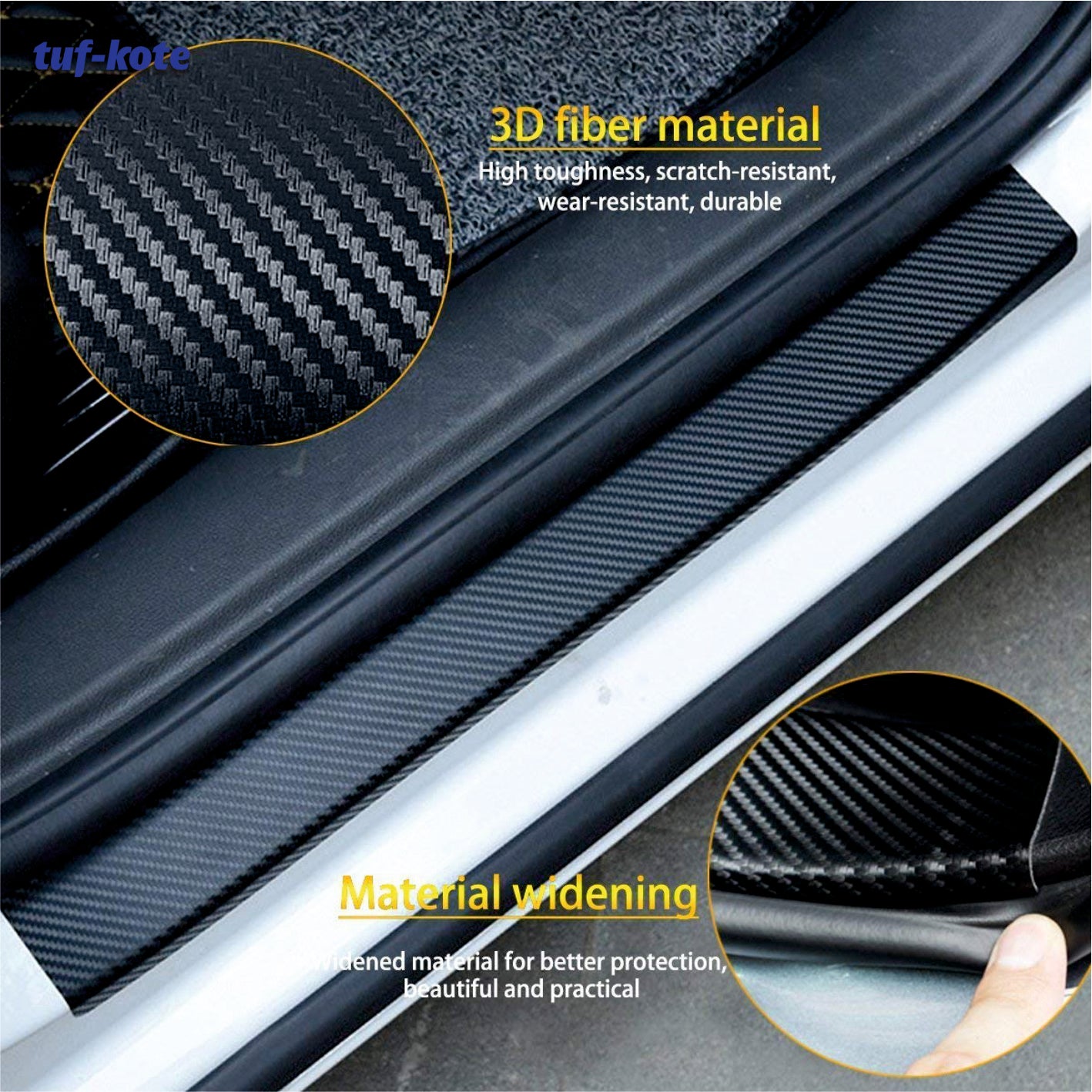 tuf-kote® 4PCS Car Sticker Universal Anti-Scratch Door Sill Scuff Guard Car Decal