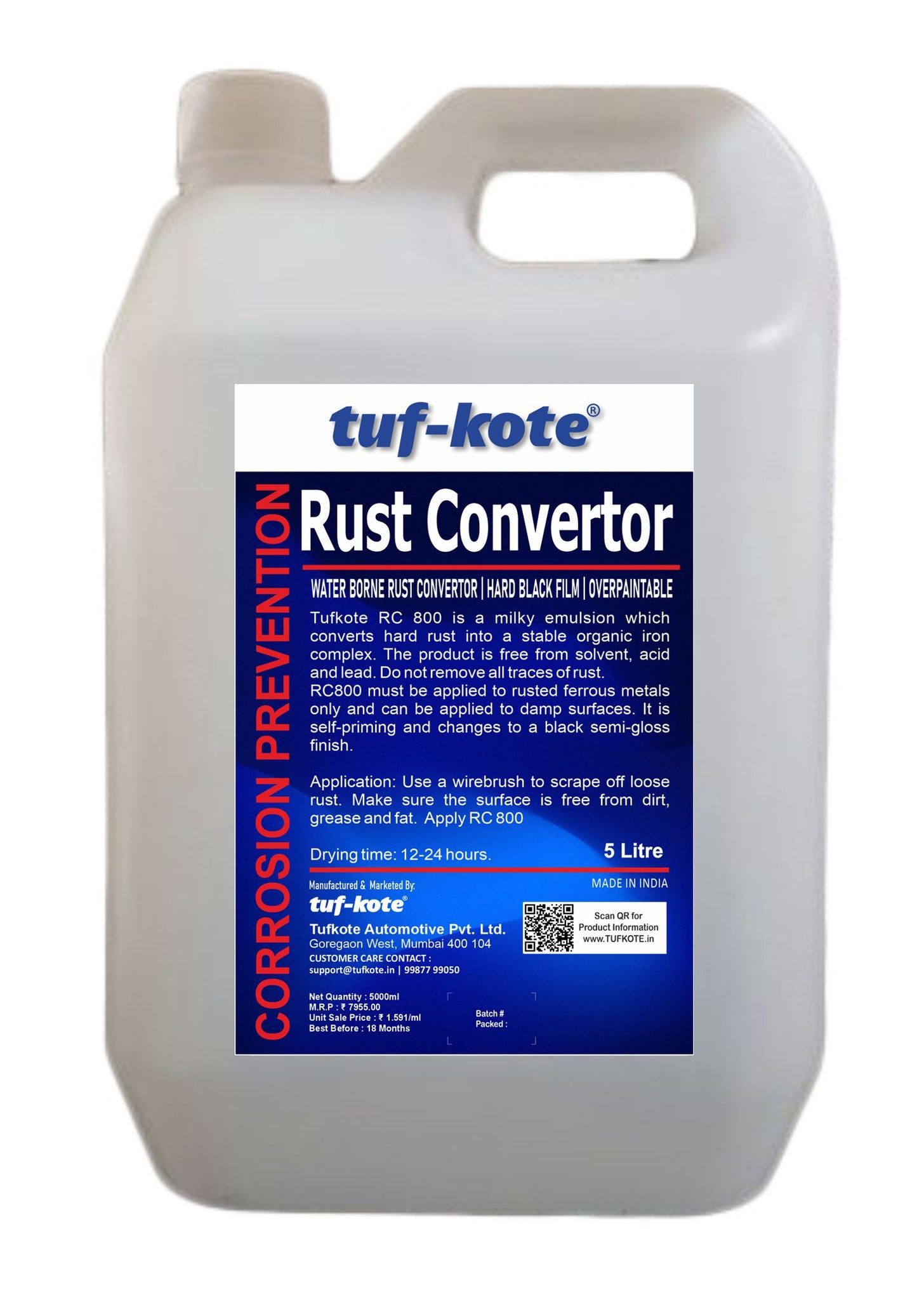 tuf-kote® RUST CONVERTOR Eco-Friendly Rust Converter and Primer All-in-One, Ultimate One-Step Solution to Convert Rusted Metal Surfaces and Prevent Further Rusting