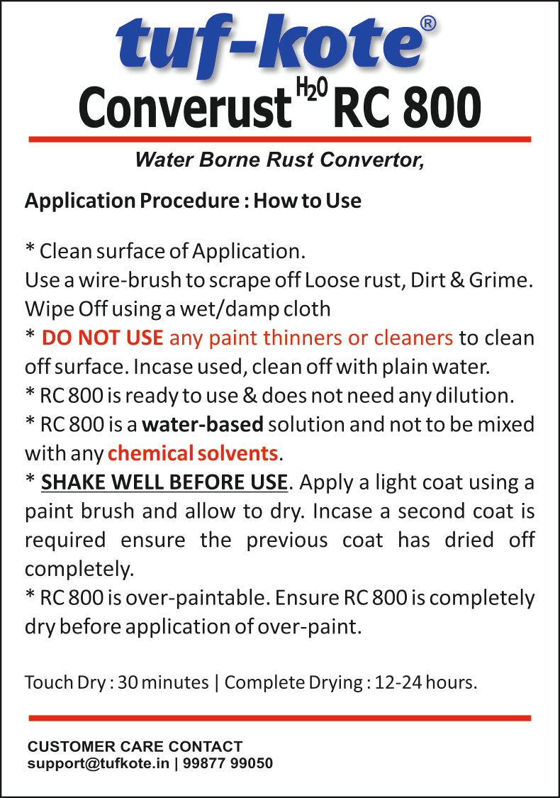 tuf-kote® CONVERUST RC800 Eco-Friendly Rust Converter and Primer All-in-One, Ultimate One-Step Solution to Convert Rusted Metal Surfaces and Prevent Further Rusting