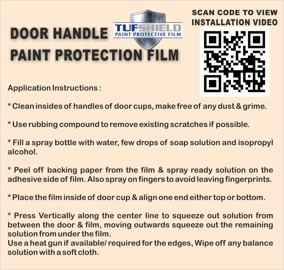 tuf-kote® TufShield Car Door Handle Scratch Protection Vinyl Film - Clear Transparent