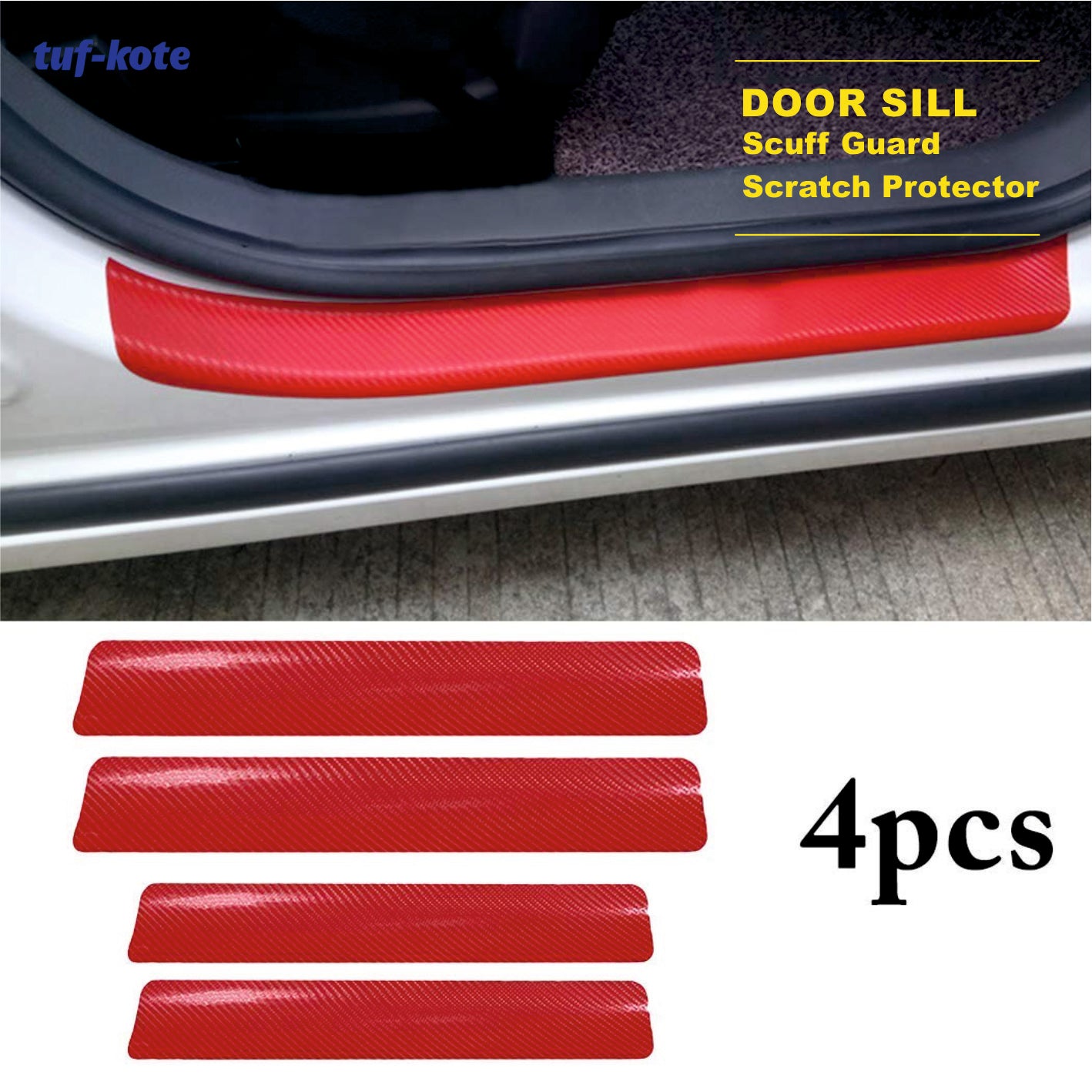 tuf-kote® 4PCS Car Sticker Universal Anti-Scratch Door Sill Scuff Guard Car Decal