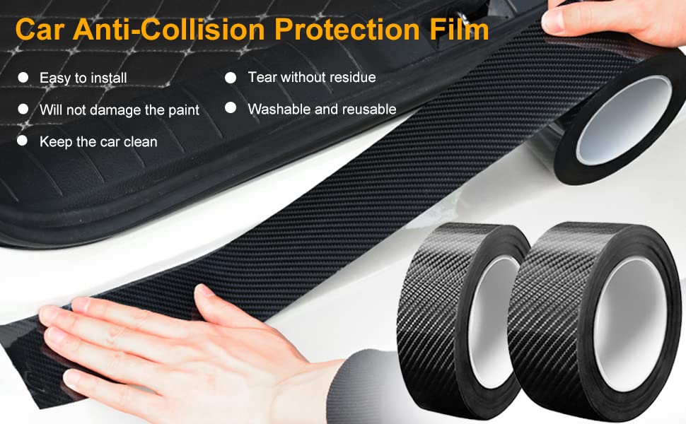 tuf-kote® High Gloss Anti Scratch Black Carbon Fiber Paint Protection Film Tape PPF for Car Protection and Decoration - 2 Inches x 5 Meters - tuf-kote®
