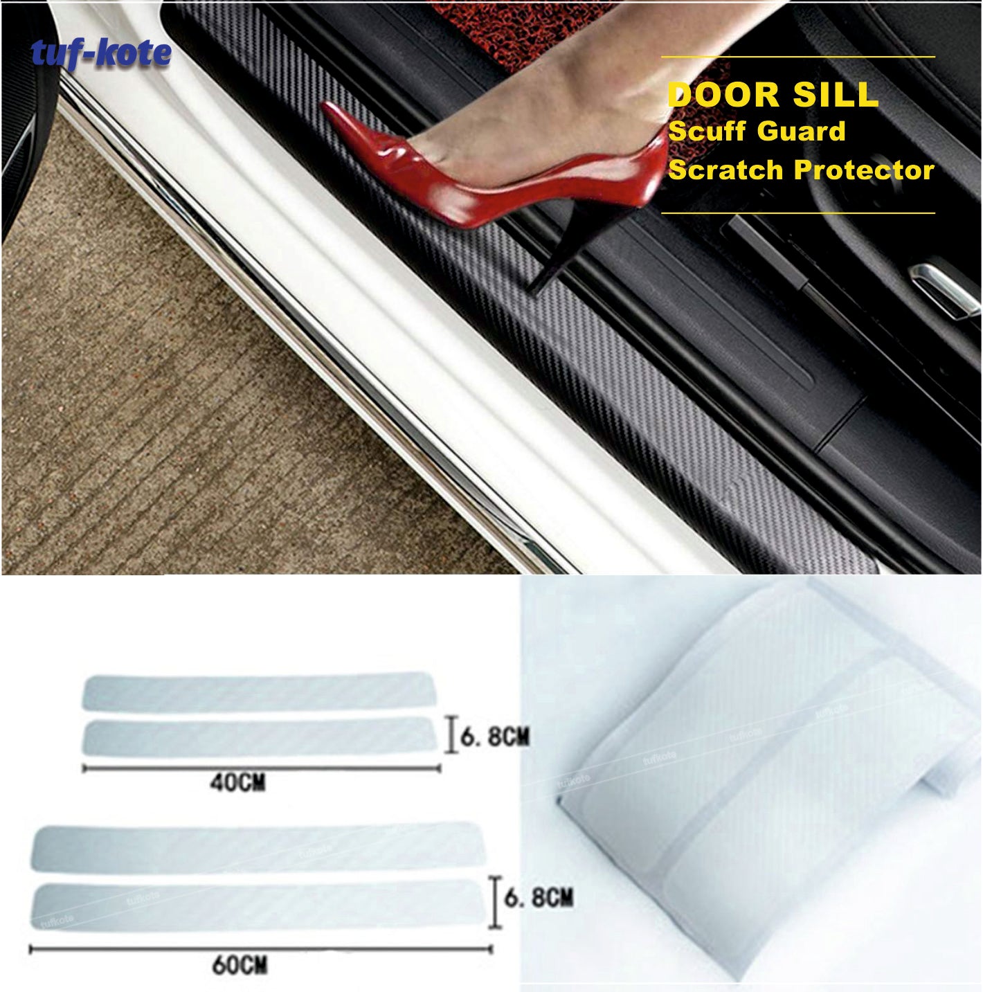 tuf-kote® 4PCS Car Sticker Universal Anti-Scratch Door Sill Scuff Guard Car Decal