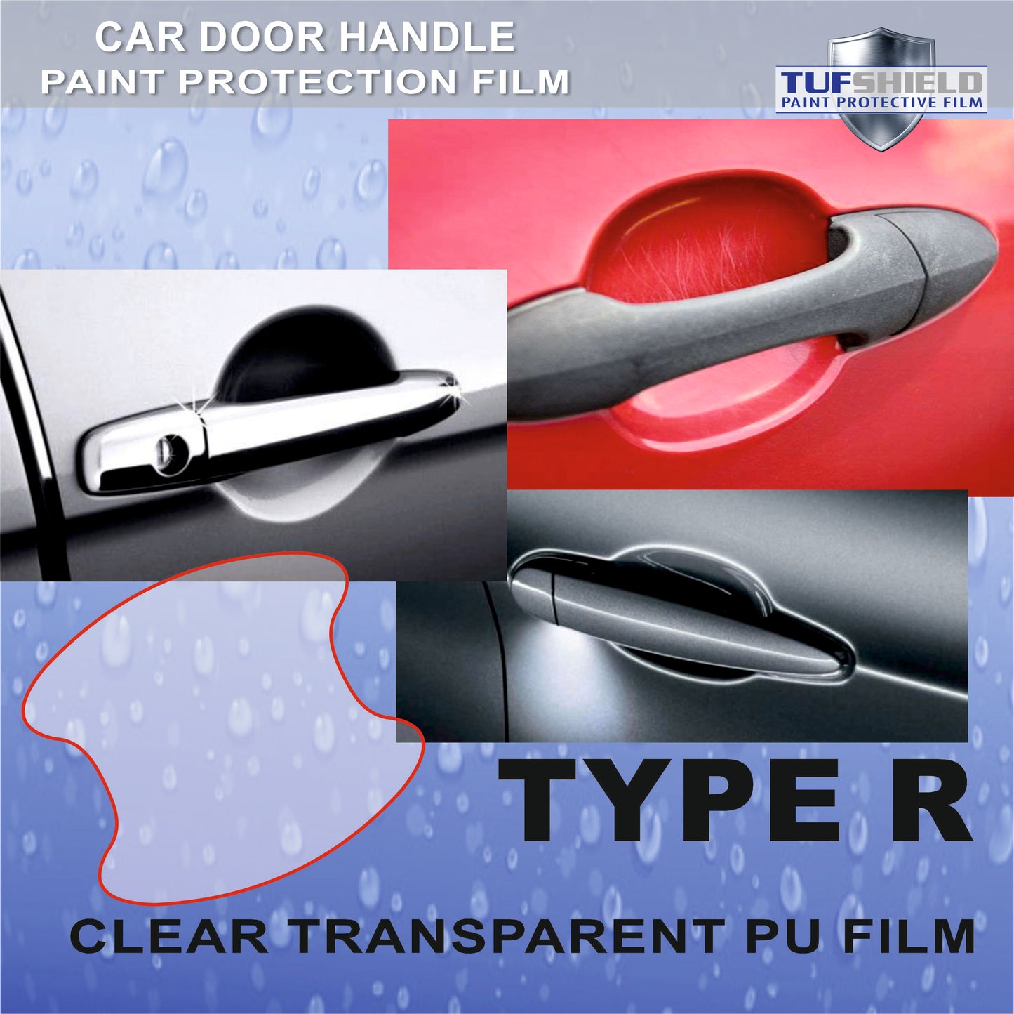 tuf-kote® TufShield Car Door Handle Scratch Protection Vinyl Film - Clear Transparent