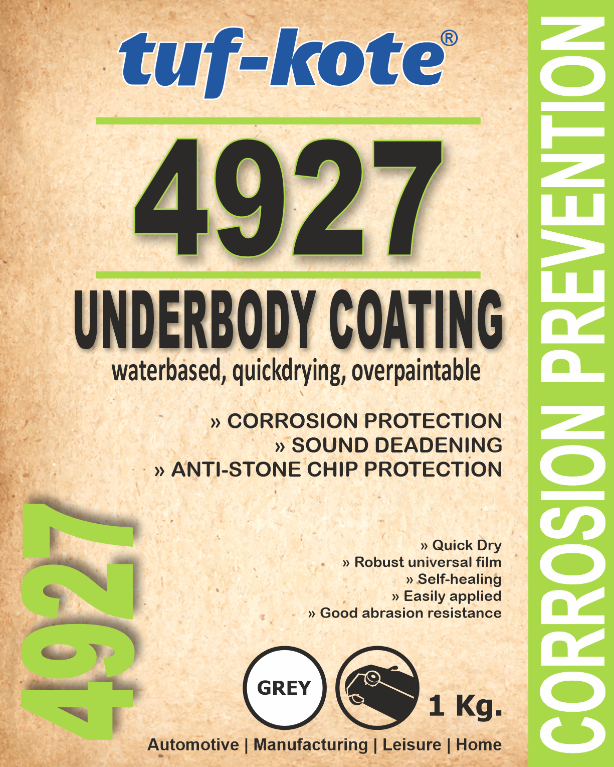 tuf-kote® 4927 WATERBASED Underbody Coating, Corrosion Prevention, Sound Deadening, Stone Chip Protection | BLACK