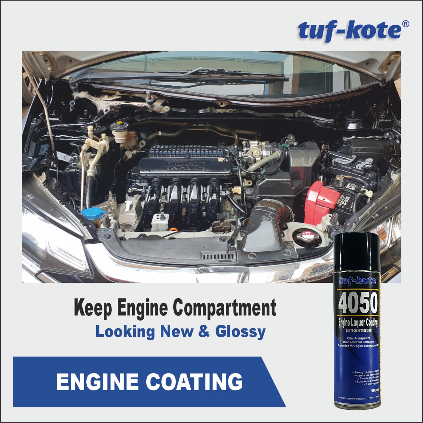 tuf-kote® 4050 THERMALAC, Heat Resistant Engine Coating Spray for Car, TRANSPARENT