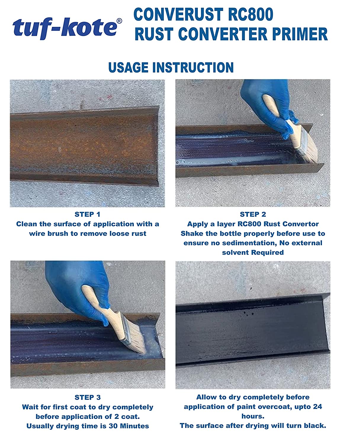 tuf-kote® RUST CONVERTOR Eco-Friendly Rust Converter and Primer All-in-One, Ultimate One-Step Solution to Convert Rusted Metal Surfaces and Prevent