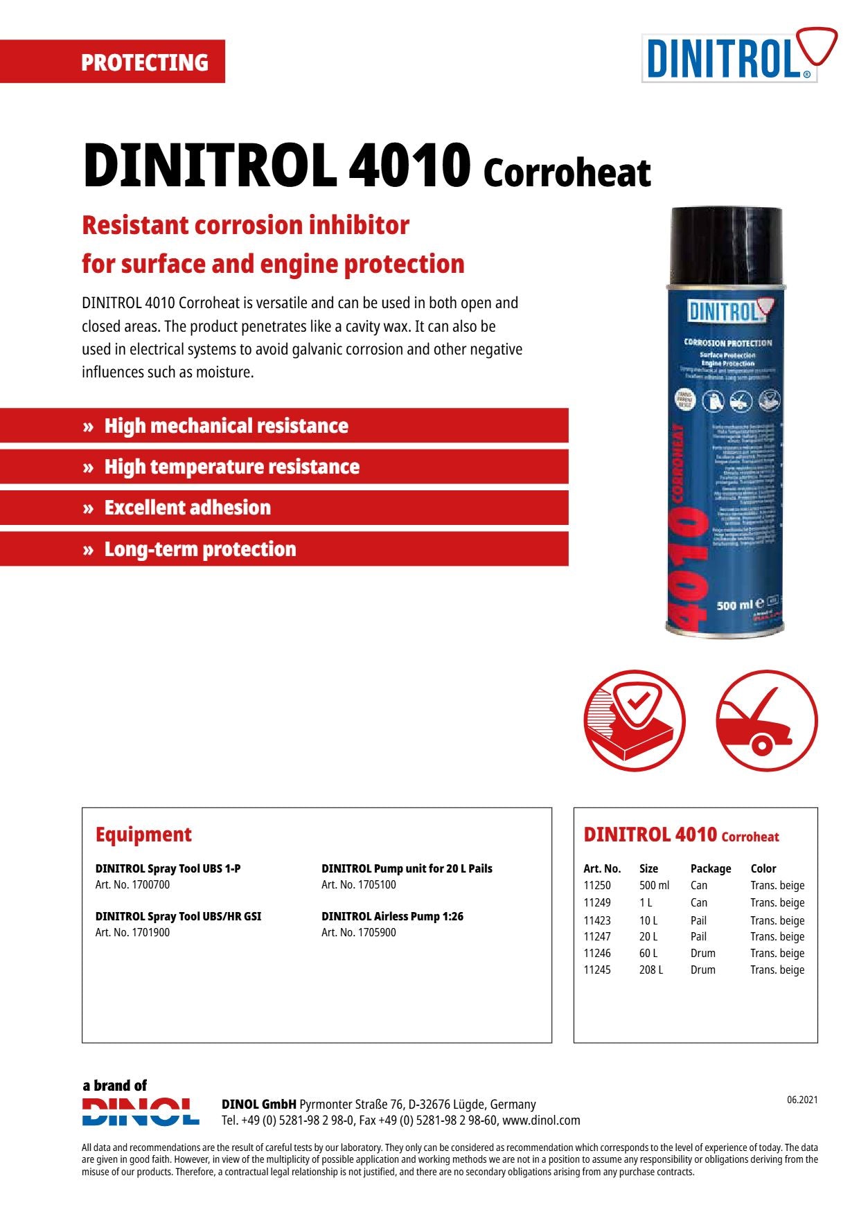DINITROL 4010 : Resistant corrosion inhibitor for surface and engine protection