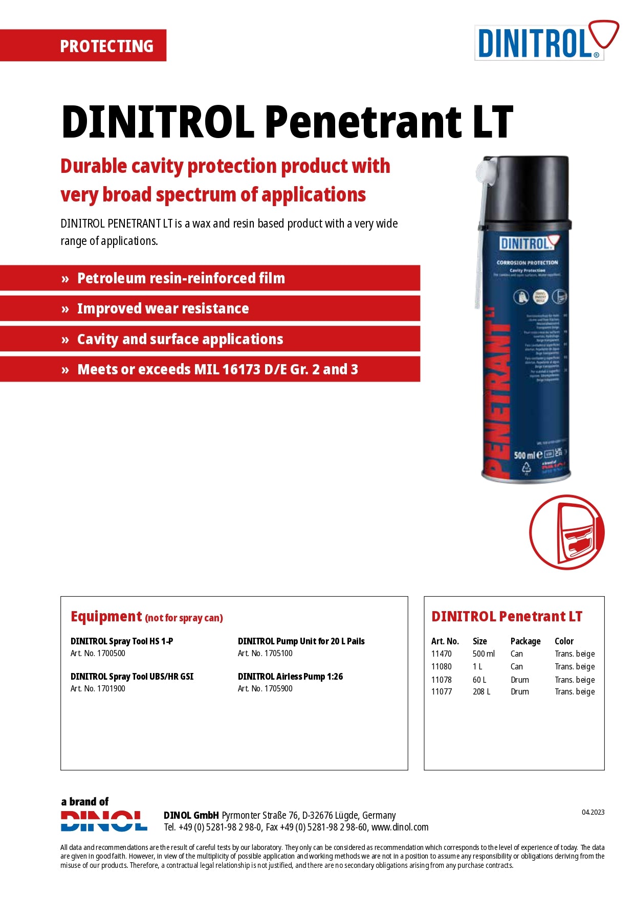 DINITROL Penetrant LT - Cavity & Transportation Protection