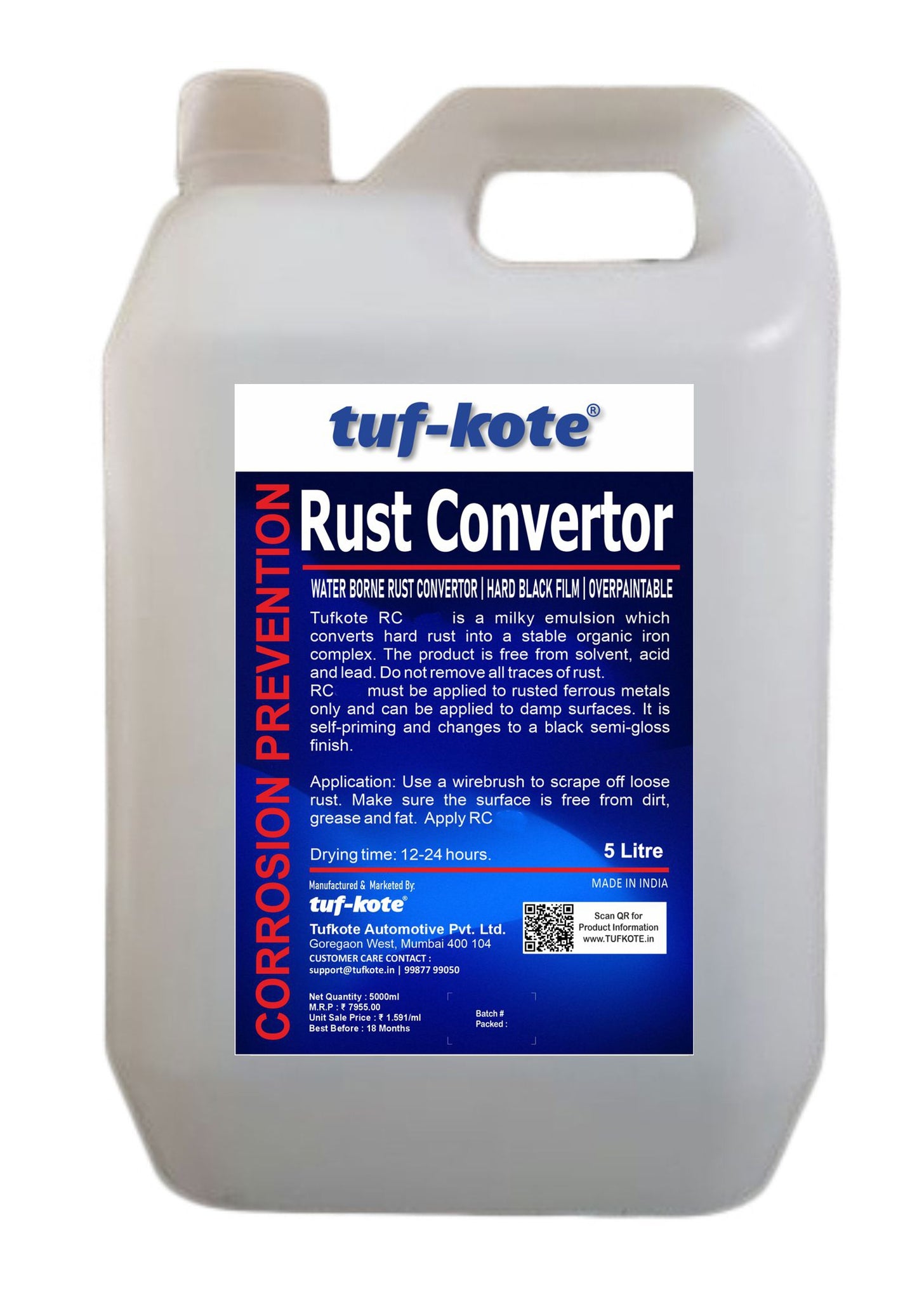 tuf-kote® RUST CONVERTOR Eco-Friendly Rust Converter and Primer All-in-One, Ultimate One-Step Solution to Convert Rusted Metal Surfaces and Prevent Further Rusting