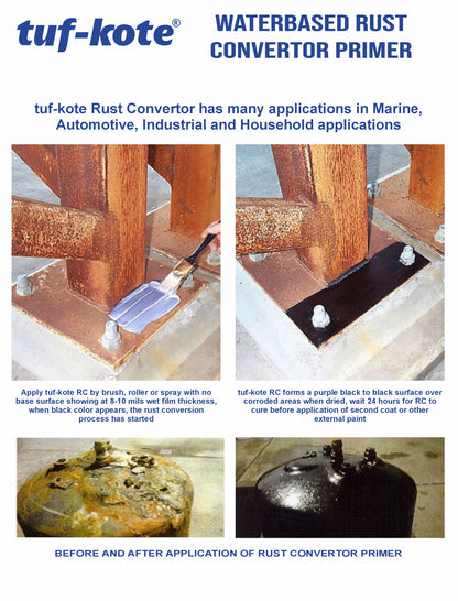 tuf-kote® RUST CONVERTOR Eco-Friendly Rust Converter and Primer All-in-One, Ultimate One-Step Solution to Convert Rusted Metal Surfaces and Prevent Further Rusting