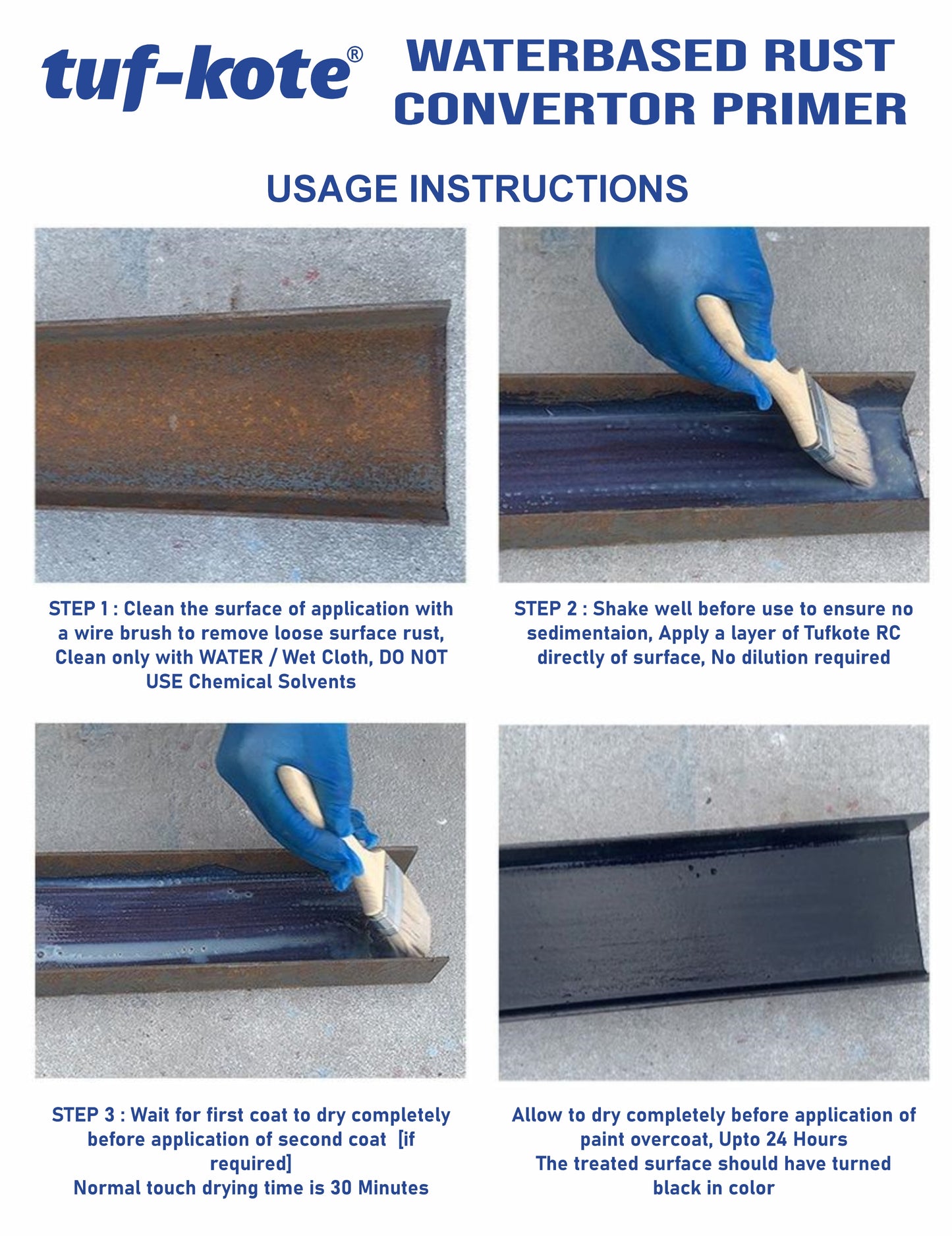 tuf-kote® RUST CONVERTOR Eco-Friendly Rust Converter and Primer All-in-One, Ultimate One-Step Solution to Convert Rusted Metal Surfaces and Prevent Further Rusting