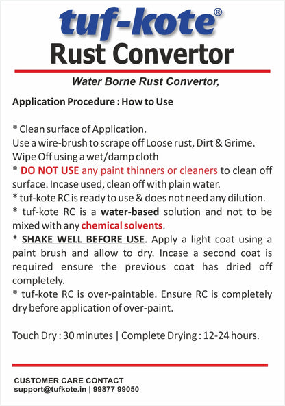 tuf-kote® RUST CONVERTOR Eco-Friendly Rust Converter and Primer All-in-One, Ultimate One-Step Solution to Convert Rusted Metal Surfaces and Prevent Further Rusting