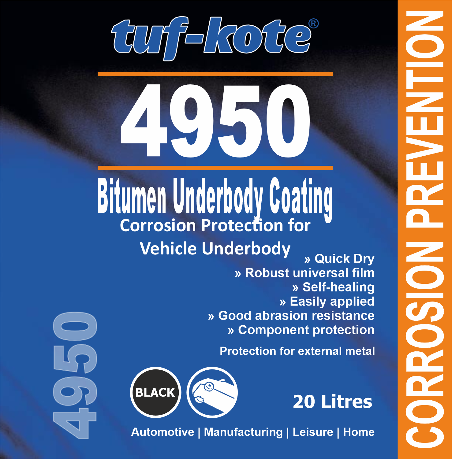 tuf-kote 4950 Bitumen Underbody Coating - 20 Litre MS Drum