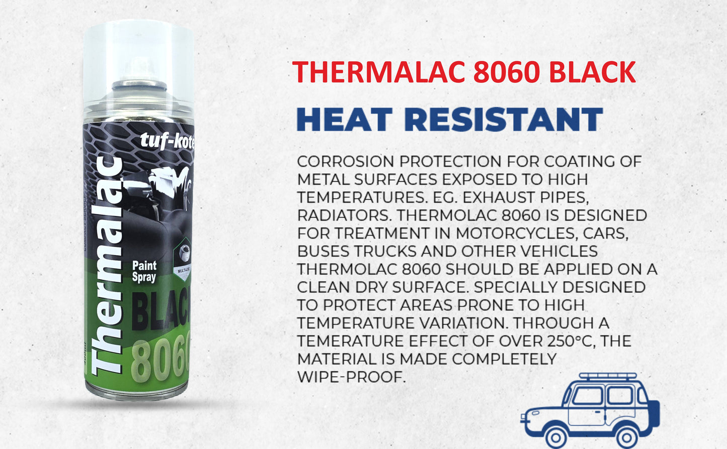 tuf-kote® THERMALAC 8060 - Heat Resistant Corrosion Prevention, Black Paint Spray Silencer Coating