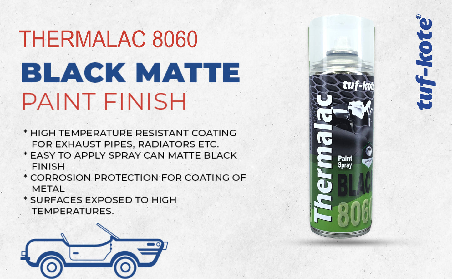 tuf-kote® THERMALAC 8060 - Heat Resistant Corrosion Prevention, Black Paint Spray Silencer Coating