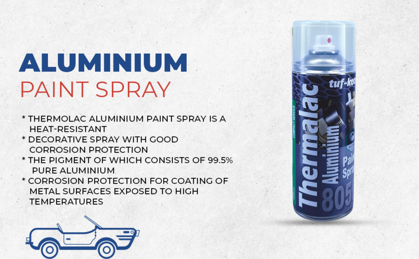 tuf-kote® THERMALAC 8050 Heat Resistant Corrosion Prevention, Aluminium Paint Spray Silencer Coating Spray