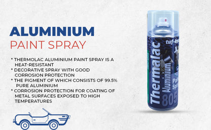 tuf-kote® THERMALAC 8050 Heat Resistant Corrosion Prevention, Aluminium Paint Spray Silencer Coating Spray