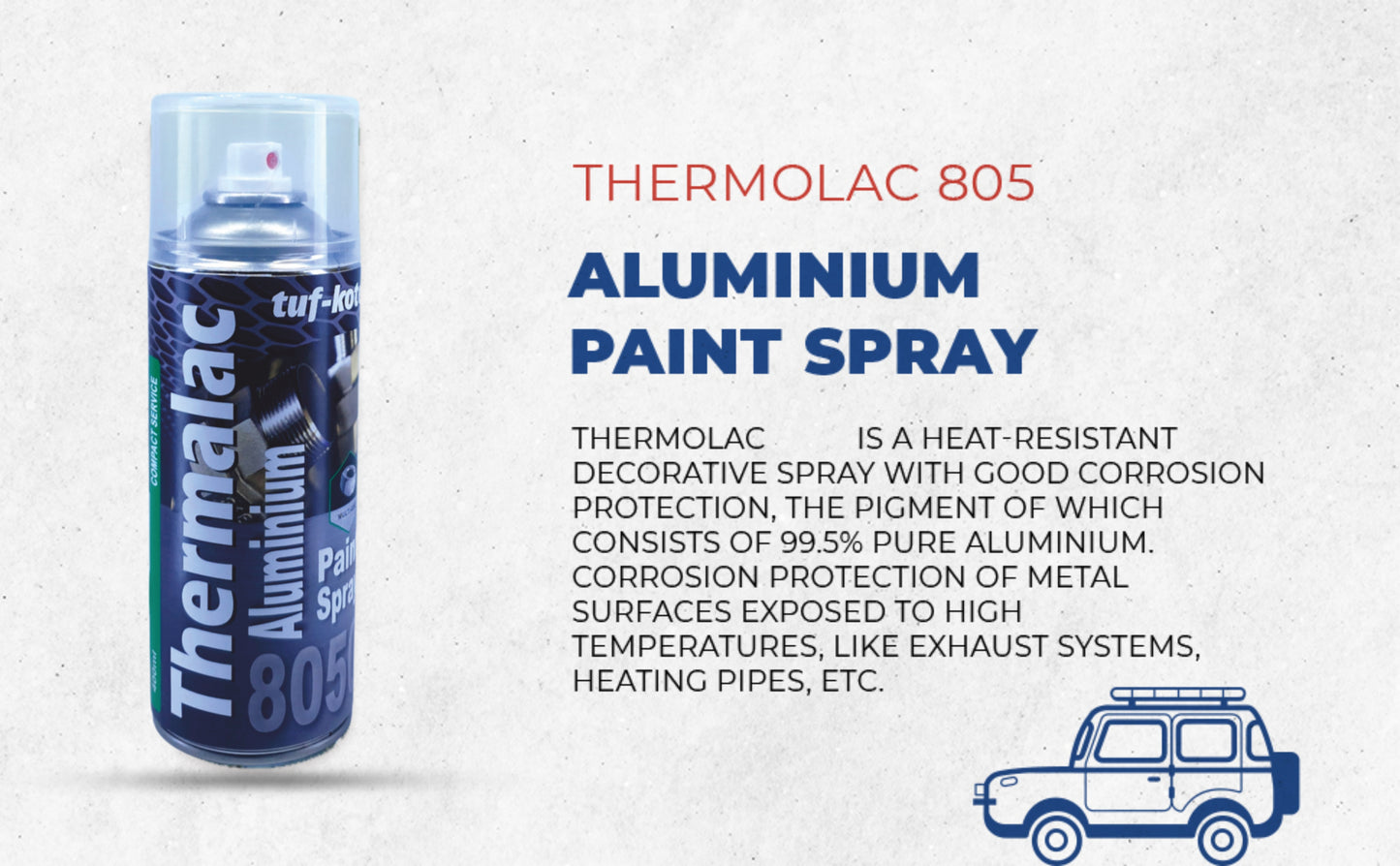 tuf-kote® THERMALAC 8050 Heat Resistant Corrosion Prevention, Aluminium Paint Spray Silencer Coating Spray