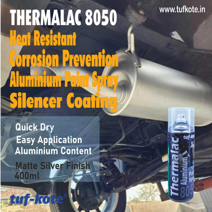 tuf-kote® THERMALAC 8050 Heat Resistant Corrosion Prevention, Aluminium Paint Spray Silencer Coating Spray