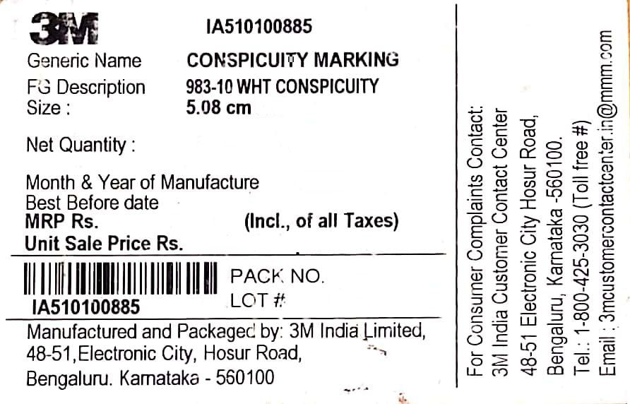 3M Series 9833 Conspicuity Markings High Intensity Prismatic Grade Reflective Tape, 2 inch Width