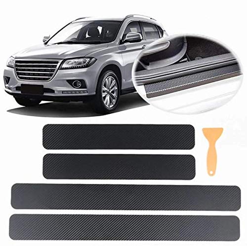 3D Carbon Fiber Car Door Plate Sill Scuff Cover Anti Scratch Sticker Protector (4 Pc Set) - Black - tuf-kote®
