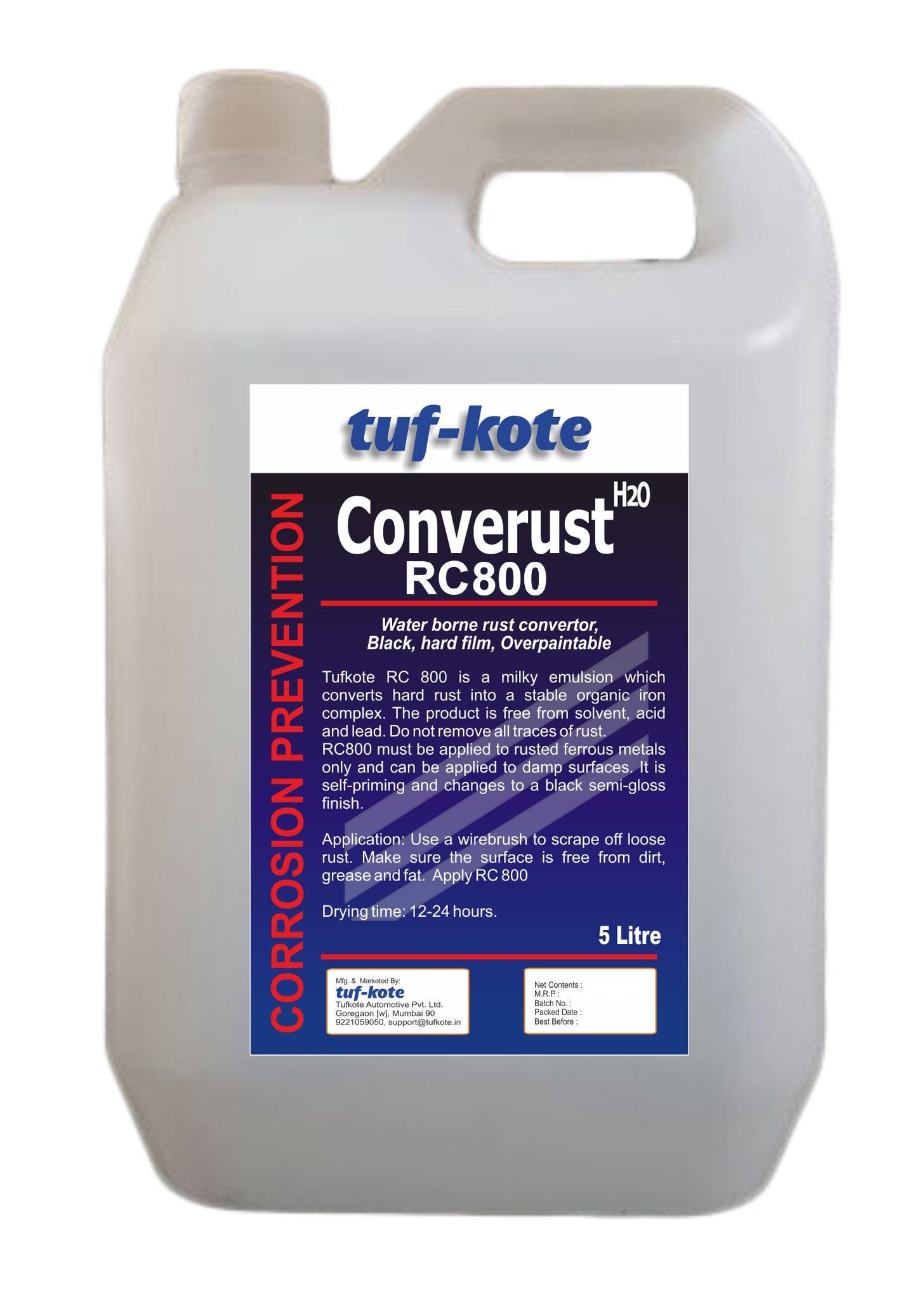 tuf-kote® CONVERUST RC800 Eco-Friendly Rust Converter and Primer All-in-One, Ultimate One-Step Solution to Convert Rusted Metal Surfaces and Prevent Further Rusting